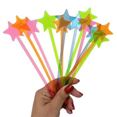 Imagem de Mexedor de Drink Neon Acrílico Brilha na Luz Negra Colorido (KIT)