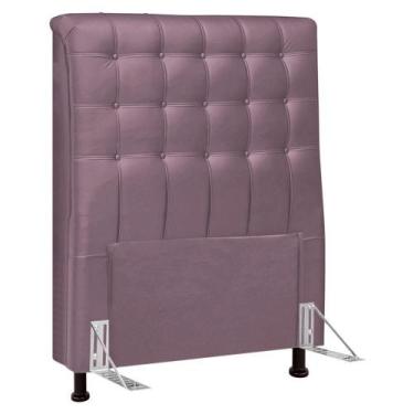 Imagem de Cabeceira Cama Box Solteiro Ciara 90cm Botonê Com Frame Veludo Rosê - 
