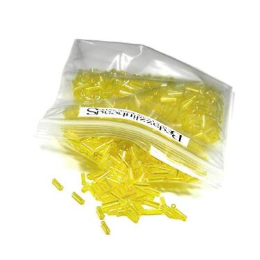 Imagem de 50 gramas de 1200 contas de semente de tubo de vidro Bugle de 6 mm de comprimento econômico (amarelo arco-íris)
