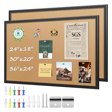 Imagem de ORIENTOOLS Quadro de cortiça emoldurado de 61 cm x 45 cm para paredes, 2 quadros de avisos com 10 pinos coloridos, quadro de pinos para pendurar, quadro de visão decorativo, grande quadro de cortiça