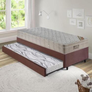 Imagem de Bicama Box 88x188 Suede Marrom com Colchão Airtech Ortobom - B&G