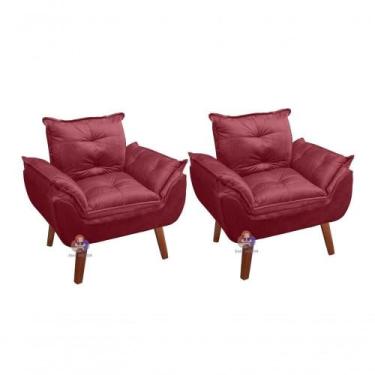 Imagem de Kit 02 Poltrona Opala pintado com a cor Bordô Vinho. - SMF DECOR