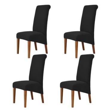 Imagem de Lzyjckh Capa elástica para cadeira de jantar, Capas para cadeiras com encosto alto, Protetor de capa para cadeira Parsons removível e lavável, para sala de jantar, festa,Black,4PCS