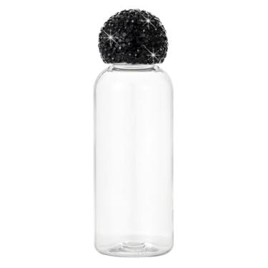 Imagem de Frasco de plástico vazio de 48 g com strass brilhante brilhante para shampoo transparente recarregável para líquidos, creme, cosméticos, produtos de higiene pessoal (preto)