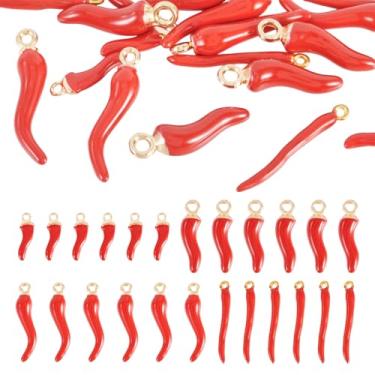 Imagem de Spritewelry Pingentes de liga esmaltada, pingentes de pimentão vermelho, acessórios para pulseira, brinco, colar, faça você mesmo, orifício para fazer artesanato: 2 mm, Mixed, Metal, Sem Pedra