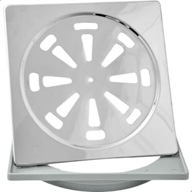 Imagem de Dona D Cor, Porta Grelha De Plástico E Ralo Grelha Inox Quadrado 15x15 Kit Banheiro Caixilho Abs E Ralo Simples Caixa Sifonada 150mm Escoamento Box