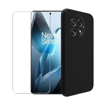Imagem de WDMYLFTW Capa para OnePlus 13 + película protetora de tela de vidro temperado - capa protetora de TPU (preta)