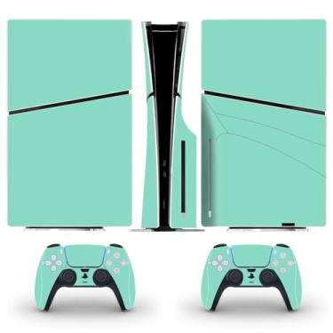 Imagem de Adesivo de película para console de disco fino PS5 capa de decalque de vinil protetor para PS5 Slim Controller (turquesa)