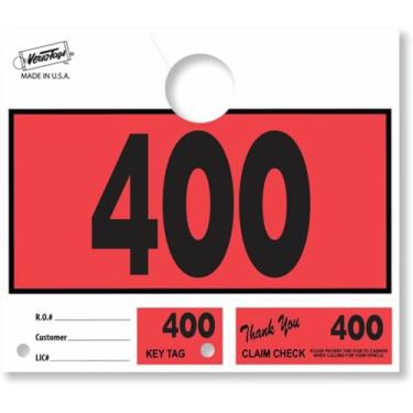 Imagem de Versa-Tags 100 etiquetas de serviço de revendedor de carros, números de despacho de serviço, etiquetas de chave numeradas do departamento de reparo para oficina mecânica