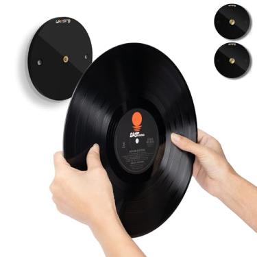 Imagem de Likesing Exibição circular de disco de vinil, acrílico preto agora tocando disco de vinil suporte de álbum de parede, molduras de álbum secretas para decoração de parede de escritório ou casa, pacote