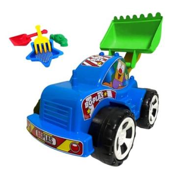 Imagem de Caminhão Trator Truck com Pá Carregadeira Articulada, Brinquedo para Areia e Praia, BG Kids (AZUL)