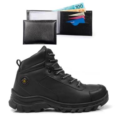 Imagem de Kit Bota Masculina Adventure Com Carteira Resistente Trilha Tracking Confortavel Solado Antiderrapante (Preto, BR, Adulto, Numérico, 40)