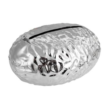 Imagem de ＫＬＫＣＭＳ Capa para caixa de lenços decorativos em formato de ovo, dispensador de papel higiênico facial, porta-guardanapos estiloso para mesa, escritório, Argent