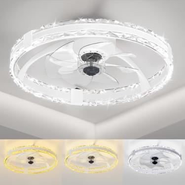 Imagem de SKRFORM Ventiladores De Teto Com Luzes E Controle Remoto, Ventilador Embutido Perfil Baixo 20'', 6 Velocidades 3 Temperaturas Cor, Led Regulável 3000-6500K Para Quarto Sala Estar, Branco