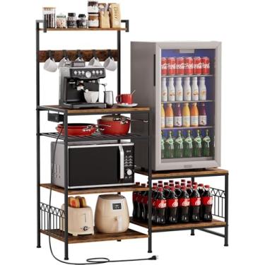 Imagem de Portin Armário De Geladeira - Armário De Bar Com Geladeira, Cafeteira Com Espaço Para Mini Geladeira, Suporte Para Micro-Ondas Com Armário De Armazenamento - Prateleira De Cozinha