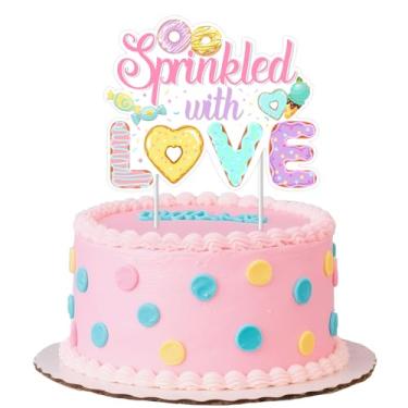 Imagem de Jollyboom Sprinkled with Love Baby Shower Decorations Girl, Donut Ice Cream Cake Topper Double-Sided for Welcome Baby Gender Reveal Pregnancy Gift Party