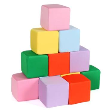 Imagem de COZYTRAUM 12-Pack 5 Inch Foam Cubes, Soft Play Pit Fillers for Indoor Games, Trampoline & Rock Climbing Mats - 6 Colors (Yellow/Green/Blue/Pink/Purple/Orange)