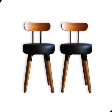 Imagem de Banqueta Baixa 2UN Encosto Ergonomico P Cozinhas Pé Palito Bancos Ilha