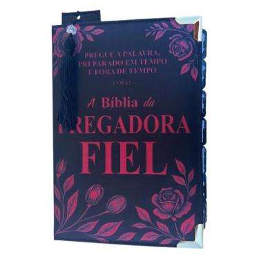 Imagem de Bíblia da Pregadora Fiel de Estudos Preta com Abas adesivas + marca pá