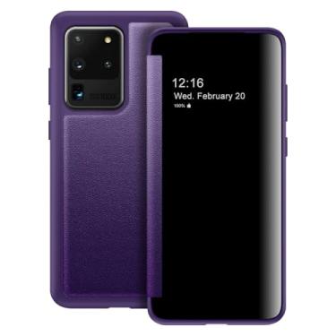 Imagem de Capa flip para Samsung Galaxy S20 Ultra S View, capa protetora de 360 graus para Samsung S20 Ultra, capa flip para Samsung S20 Ultra 5G (roxa)