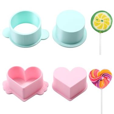 Imagem de Conjunto de prensa de formas pop de bolo impressas em 3D, cortador e empurrador de bolo de círculo e coração, ferramentas de cozimento para assar em casa, festas de aniversário, sobremesas de