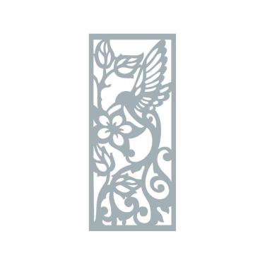 Imagem de Quadro Decorativo Cinza Mdf Beija-Flor Tribal 40X20Cm