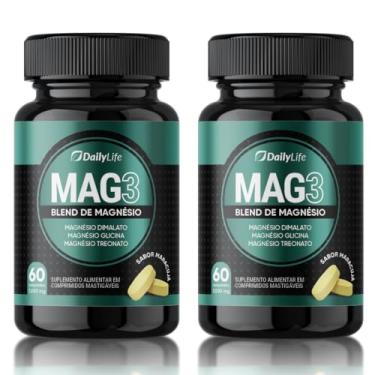 Imagem de Kit 2x Magnesio Mag 3 Dimalato Treonato Glicina Magnesium 1000mg 100% Puro 60 Comprimidos Mastigaveis Sem Glúten Sabor Maracujá