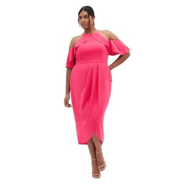 Imagem de City Chic Vestido feminino plus size - Love Siren Ruffle Shoulder, Framboesa, 48