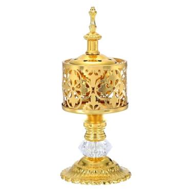 Imagem de PATIKIL Suporte de incenso de 18,5 x 7,7 cm, suporte de resina para queimador de incenso a carvão para ioga, aromaterapia, decoração de casa e uso da igreja, dourado