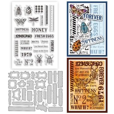 Imagem de BEUNITONE Conjunto retrô de carimbos transparentes e recortados para álbum de recortes faça você mesmo, cartão decorativo, 10,9 x 16 cm, selo transparente e recorte para presentes personalizados