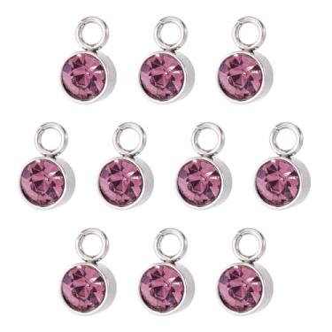 Imagem de Spritewelry Berloques de pedra do mês de nascimento de vidro com strass redondo, 10 peças, berloques de pedra de nascimento de cristal para fabricação de joias, colar, brinco