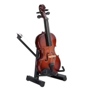 Imagem de SPYMINNPOO Modelo de Violino Em Miniatura Com Suporte, Basswood Decorative Violin Set para Exibição, Decoração de Casa Com Tema de Música e (17cm)