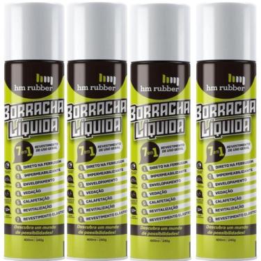 Imagem de Kit 4 Tinta Borracha Líquida Branco Impermeabilizante 400ml Hm Rubber 
