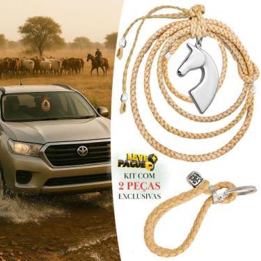 Imagem de Penduricalho Bege Porta Chaves Retrovisor de Carro Cavalo Country - GR