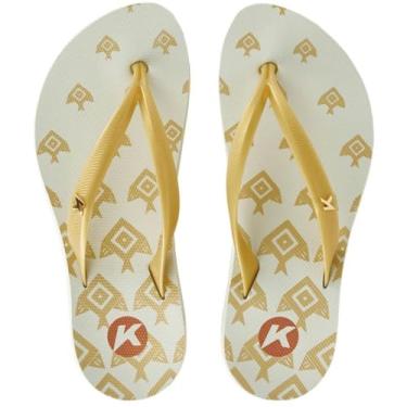 Imagem de Chinelo Kenner Ibiza Geopeixe Feminino - Branco e Dourado - 34