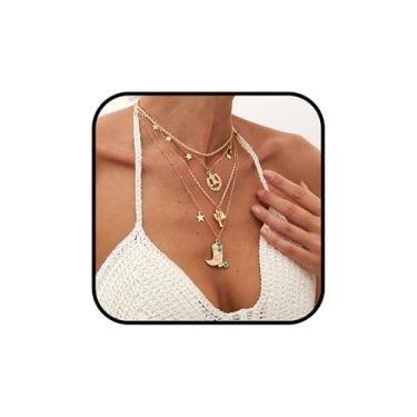 Imagem de CRUSH CR Conjunto de colares em camadas de verão para mulheres, conjunto de gargantilhas de ouro, concha do mar, estrela-do-mar, cavalo-marinho, conjunto de gargantilha ajustável, boêmio, para férias