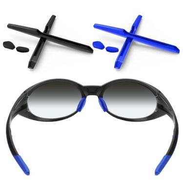 Imagem de ToughAsNails 2 pares de kits de borracha de substituição para orelhas e almofadas de nariz para óculos de sol Oakley Eye Jacket Redux preto e azul escuro
