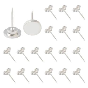 Imagem de SOFPLATE 30 peças de alfinetes de prata tachas de metal cabeça redonda plana pequena liga portátil durável boletim ferramentas achados acessórios para quadros de avisos de cortiça faça você mesmo