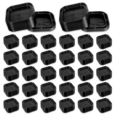 Imagem de PEOVLVN Pacote com 32 peças de elevação de cama, elevadores empilháveis de 3,8 cm, elevadores de cama resistentes, blocos de elevação para sofá, mesa, sofá, cadeira, pernas, máquina de lavar, itens