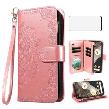 Imagem de Asuwish Capa de celular para celular Google Pixel 7 Pro 5G com protetor de tela de vidro temperado e porta-cartão de crédito flip flor suporte Pixel7Pro Pixel7 XL Seven 7Pro 6.7 mulheres homens ouro