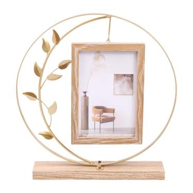 Imagem de Porta-retrato vintage 10 x 15 cm com moldura decorativa de acrílico duplo comporta 2 fotos de presente para casal (dourado, moldura de 15 cm)