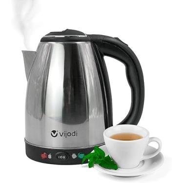 Imagem de Chaleira Elétrica de Aço Inox 2L 1500W 110V – Rápido Aquecimento, Desligamento Automático, Base Giratória 360° e Tampa de Segurança | Ideal para Café, Chá, Sopas e Bebidas Quentes