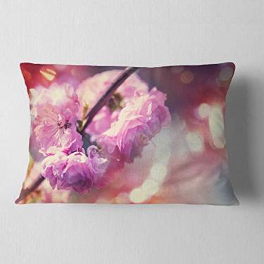 Imagem de Designart Linda manta floral de amêndoa para sala de estar, sofá, almofada de alta qualidade + capa de almofada impressa em ambos os lados 30,5 x 50,8 cm