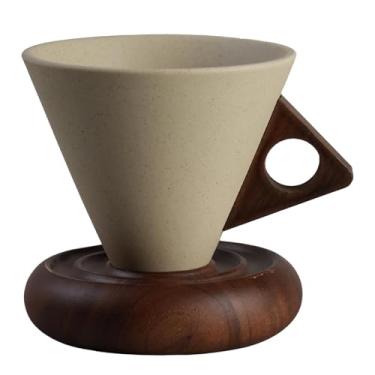 Imagem de AFXGUSD Caneca de Café E Pires de Cerâmica, Caneca Retrô em Formato de Casquinha de Sorvete, Xícara de Cappuccino para Festa, Café, Cappuccino, Utensílios Par, L