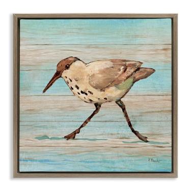 Imagem de Stupell Industries Arte de parede em tela flutuante marrom de teca costeira Sandpiper por Paul Brent, 63 x 63 cm