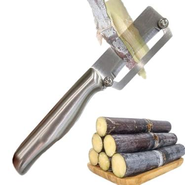 Imagem de Rrlihjgu Descascador de Cana | Descascador Manual De Legumes Em Aço Inoxidável,Auxiliar De Corte Cozinha Com Ergonomico Para Aluguel Dormitório Hotel Apartamento Restaurante
