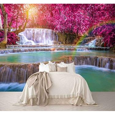 Imagem de Reyhui Papel De Parede Com Mural Cachoeira E Floresta Reyhui, Grande Cenário Natural Para Quarto, Sala Estar, Plano Fundo Tv, Sofá (Não Descasca Nem Cola)