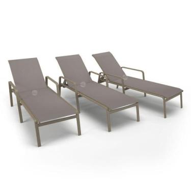 Imagem de Kit 3 Espreguiçadeiras Piscina Alumínio Fendi Tela Fendi - Aluv Móveis