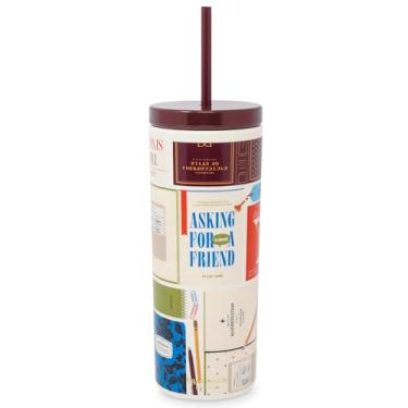 Imagem de kate spade new york Copo de acrílico com tampa e canudo, copo de 680 g, copo fino de parede dupla (clube do livro)