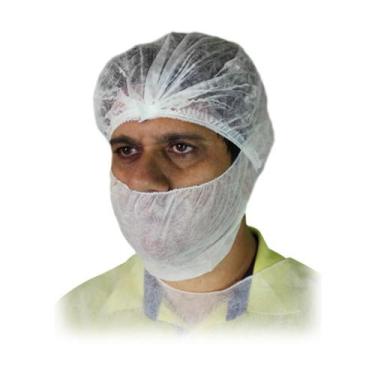 Imagem de 100 toucas TNT + 100 Protetor de Barba descsartavel Branco - ARADESC